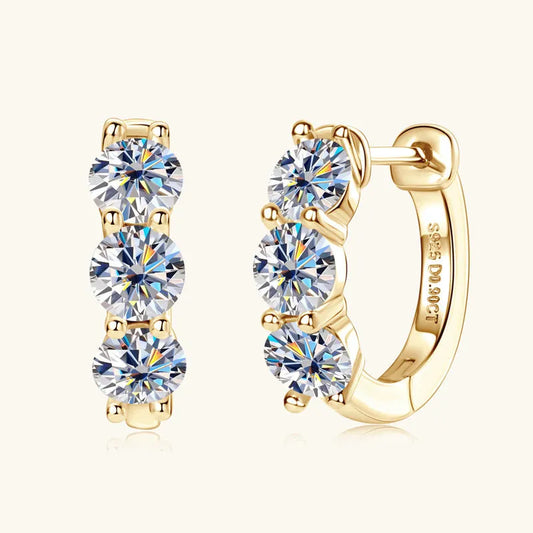 0.9ct Moissanite Hoop Earrings | Gold Plated Sterling Silver
