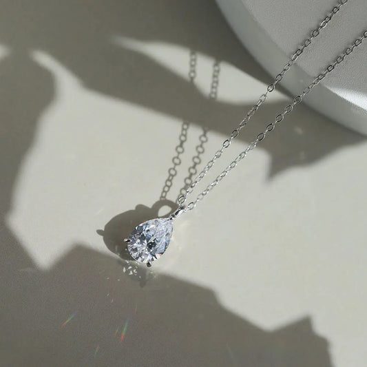 2ct Pear Cut Moissanite Pendant Necklace
