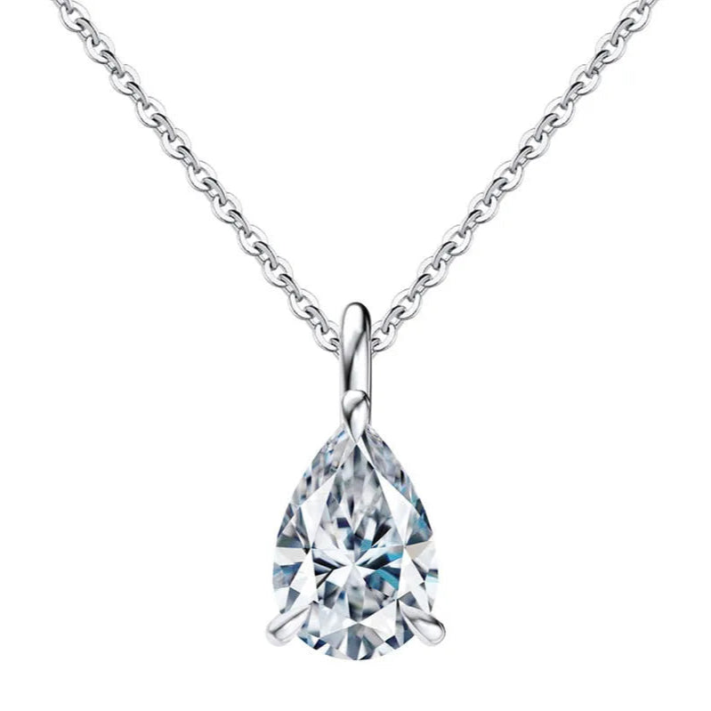 2ct Pear Cut Moissanite Pendant Necklace