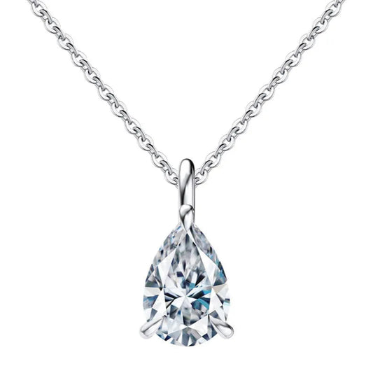 2ct Pear Cut Moissanite Pendant Necklace