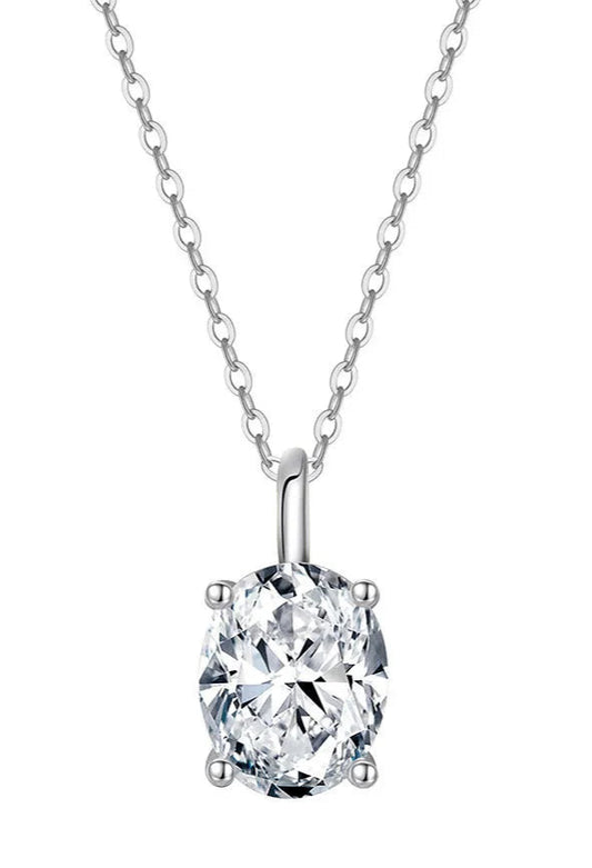 3ct Moissanite Pendant Necklace Sterling Silver