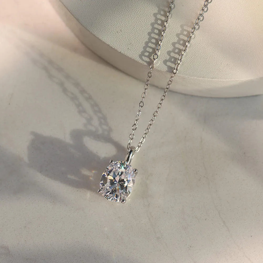 3ct Moissanite Pendant Necklace Sterling Silver