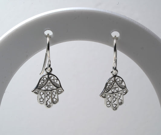 925 Sterling Silver Hamsa Earring with Protective Symbol
