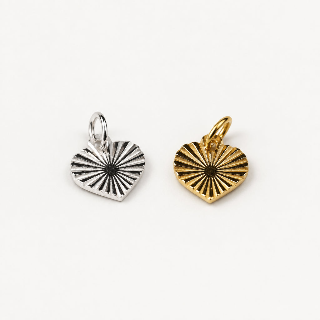 Diamond Cut Heart Pendant in Sterling Silver or Gold Plated Sterling Silver