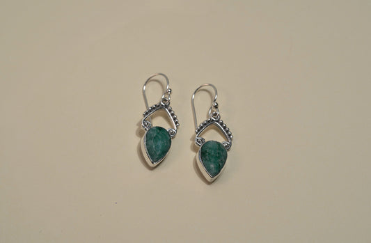 925 Sterling Silver Aventurine Bohemian Style Drop Earrings