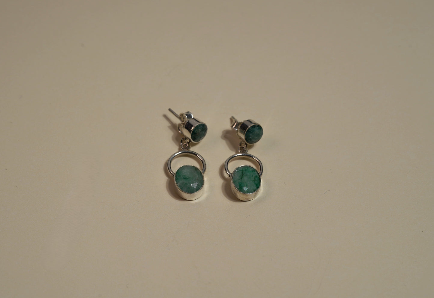 925 Sterling Silver Aventurine Stone Drop Earrings