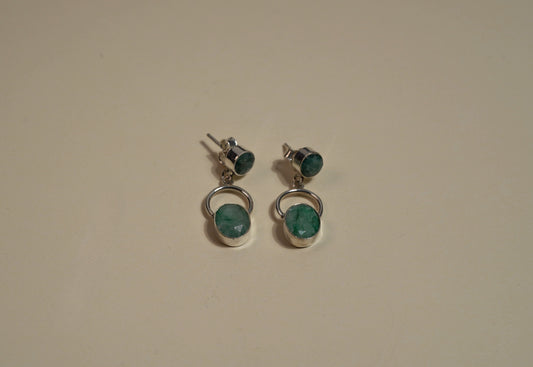 925 Sterling Silver Aventurine Stone Drop Earrings