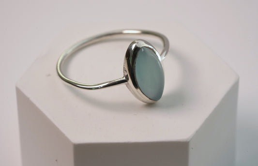 925 Sterling Silver Blue Moonstone Oval Ring