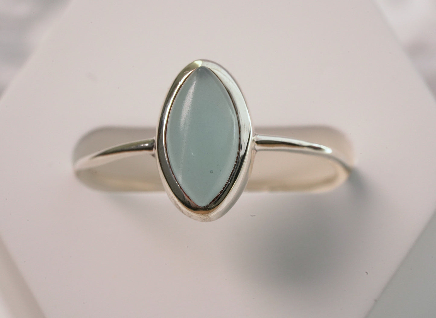 925 Sterling Silver Blue Moonstone Sharpe Oval Ring