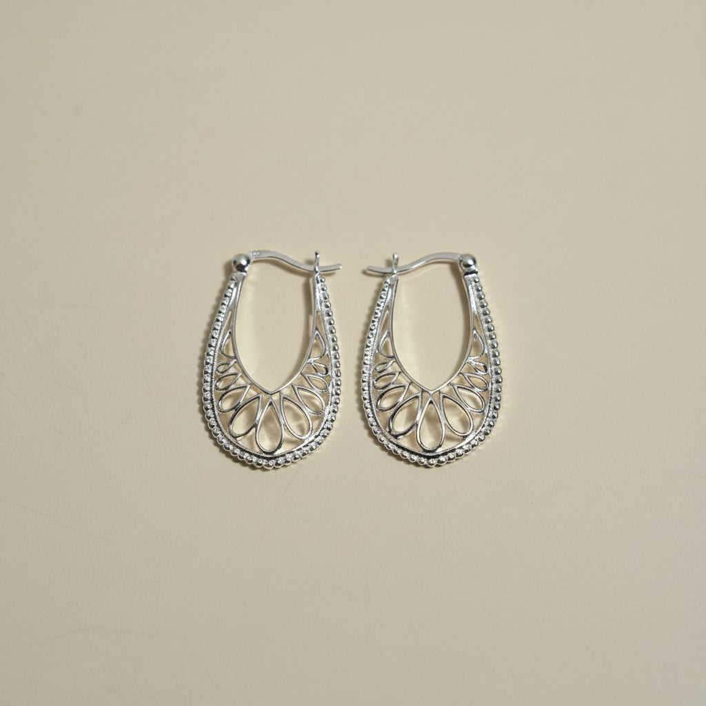 925 Sterling Silver Bohemian Detailed Earrings