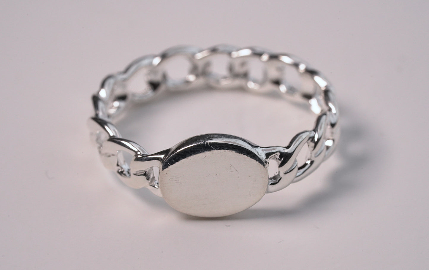 925 Sterling Silver Chain Signet Style Ring