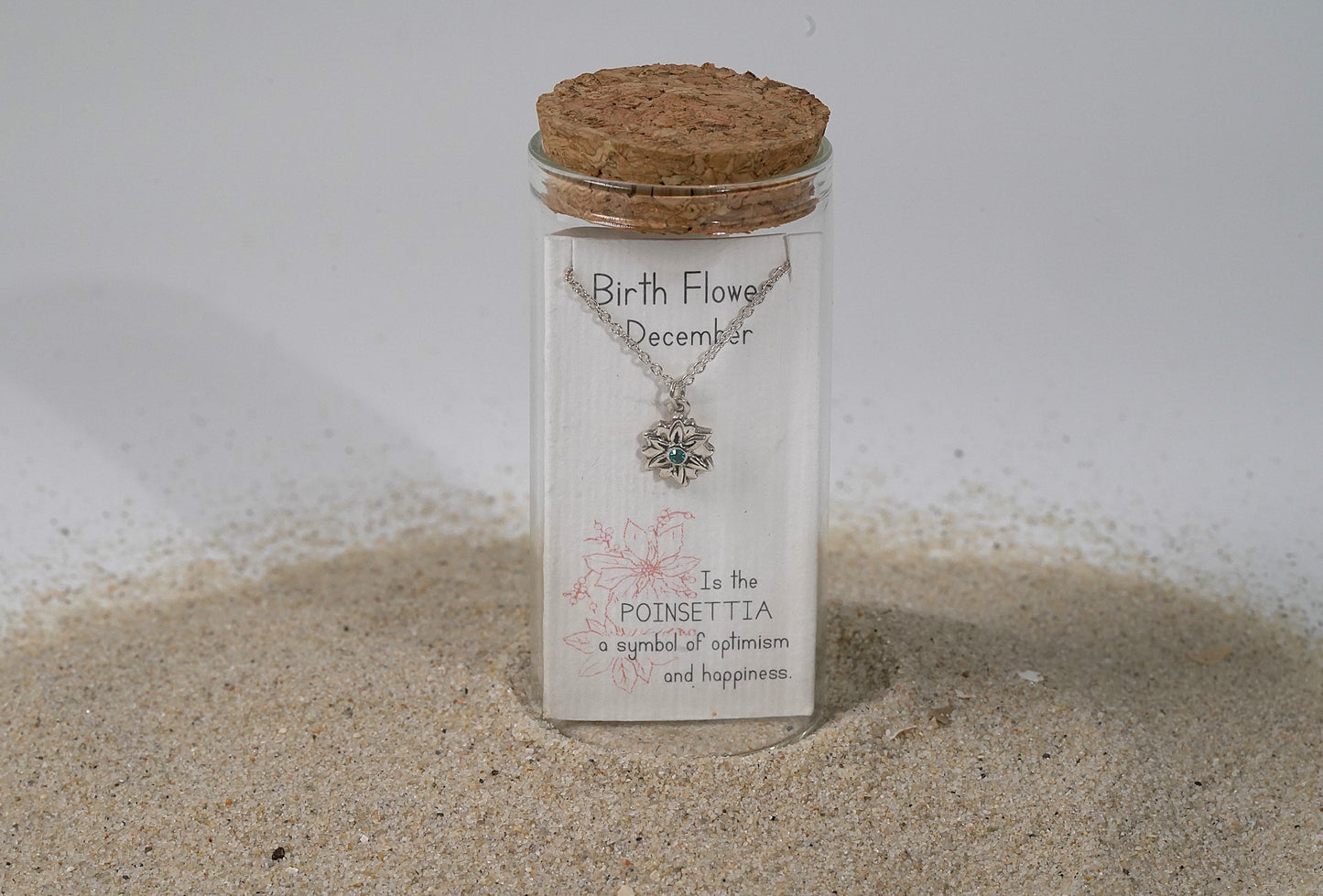 925 Sterling Silver December Birth Flower Necklace with Swarovski Crystal