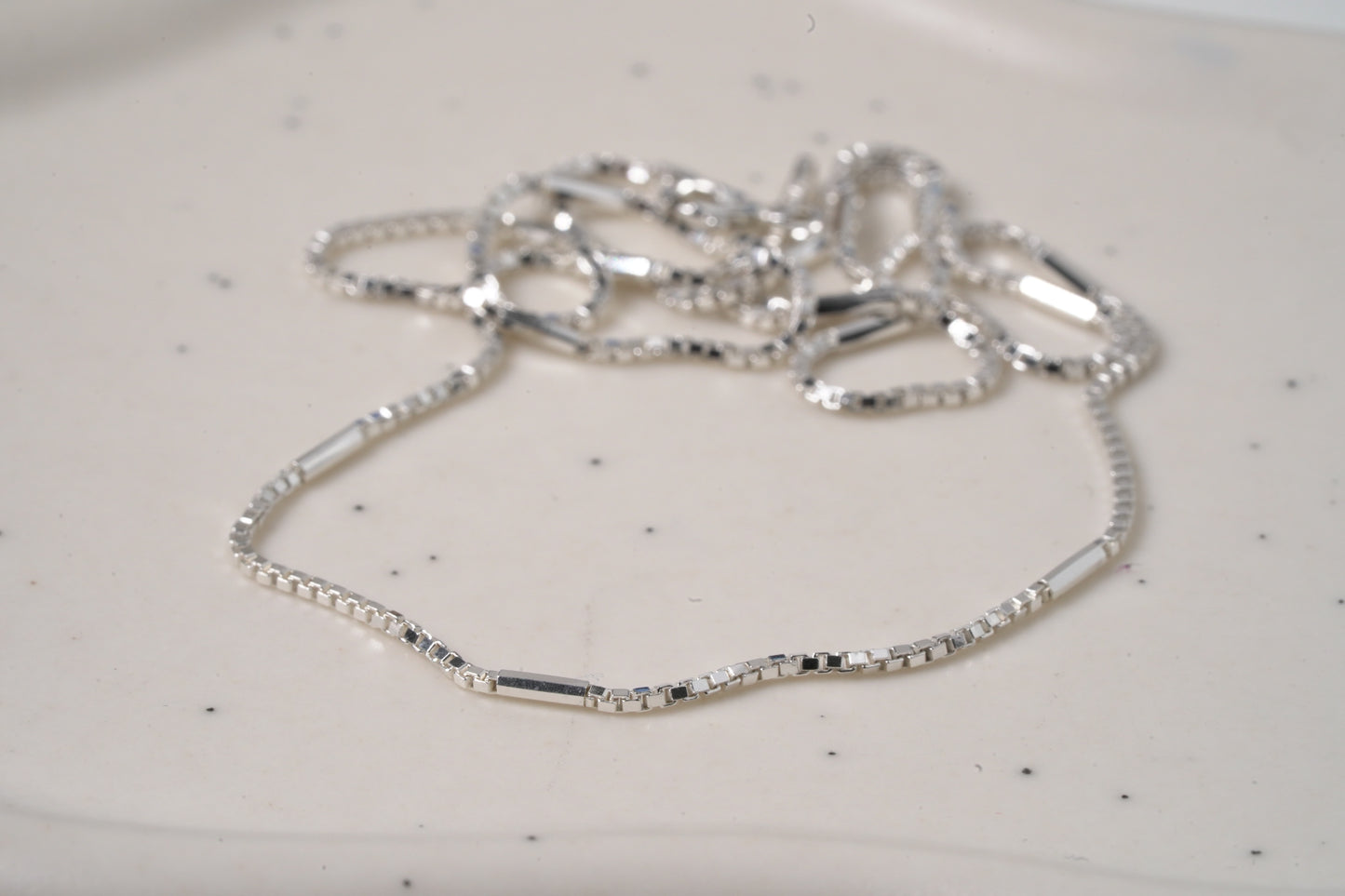 925 Sterling Silver Detailed Box Chain Necklace