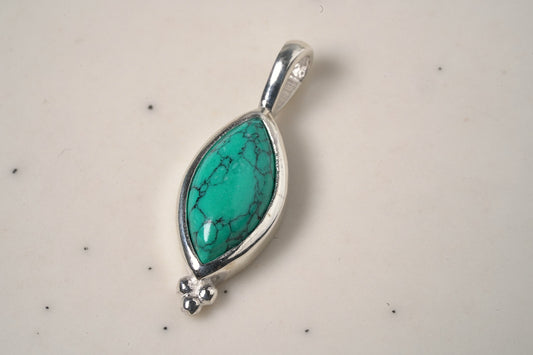 925 Sterling Silver Drop Pendant with Natural Turquoise Stone