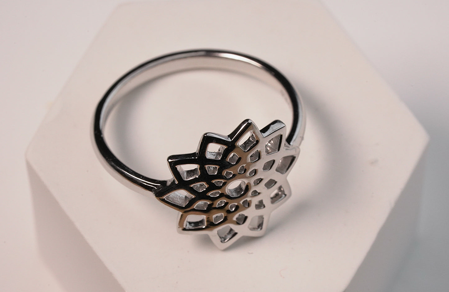 925 Sterling Silver Flower Mandala Ring