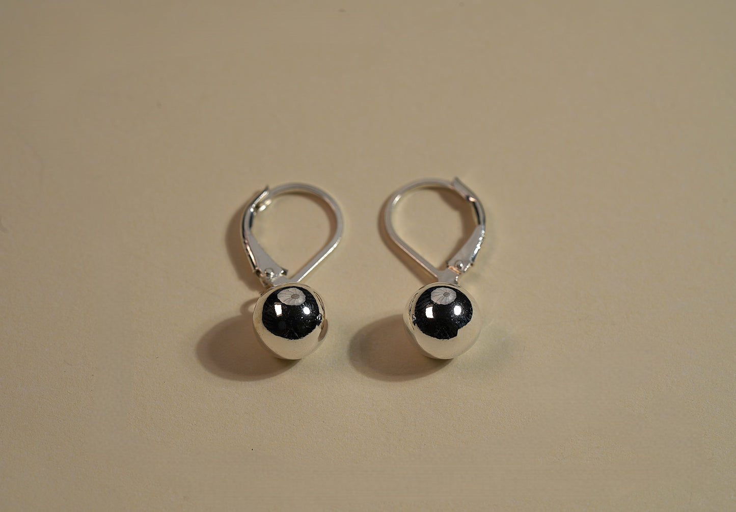 925 Sterling Silver Huggie Style Ball Drop Earrings