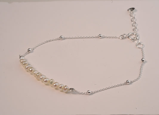 925 Sterling Silver Mother of Pearl Line Bracelet Chain