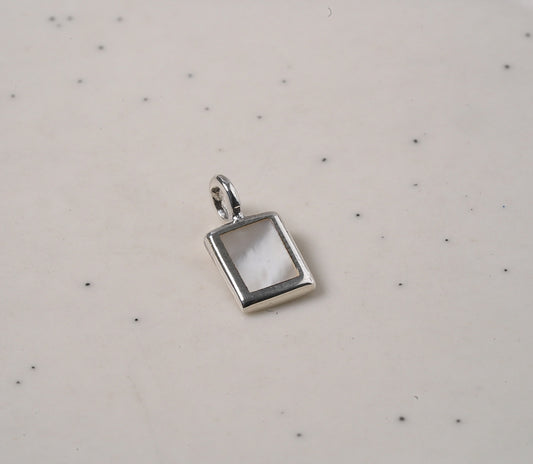 925 Sterling Silver Mother of Pearl Mini Rectangle Pendant