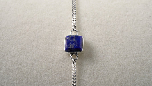 925 Sterling Silver Natural Blue Lapis Stone Bracelet