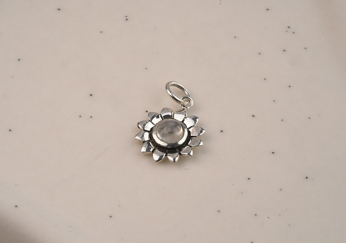 925 Sterling Silver Natural Moonstone Flower Pendant