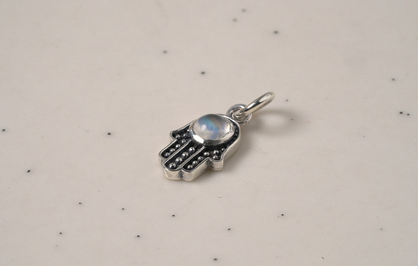 925 Sterling Silver Natural Moonstone Hamsa Pendant