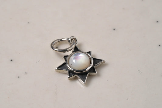 925 Sterling Silver Natural Moonstone Star Shaped Pendant