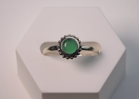 925 Sterling Silver Petite Jade Ring with Circle Stone