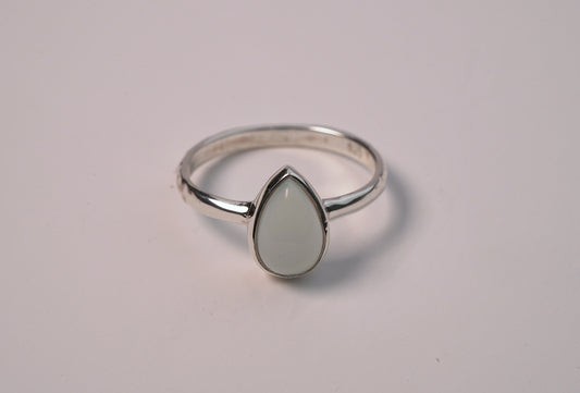 925 Sterling Silver Ring with Aqua Chalcedony Gemstone