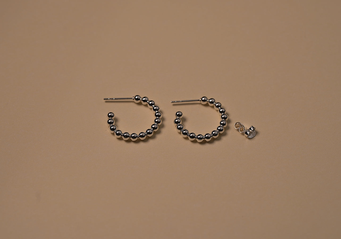 925 Sterling Silver Small Hoop Earrings with Silver Ball Design
