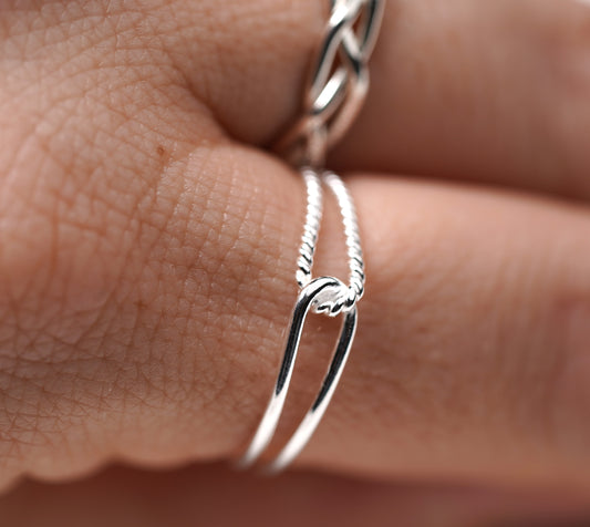 925 Sterling Silver Twisted and Wire Ring