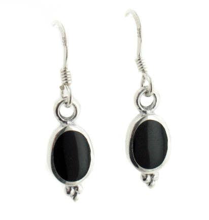 Black Onyx Sterling Silver Hook Earrings