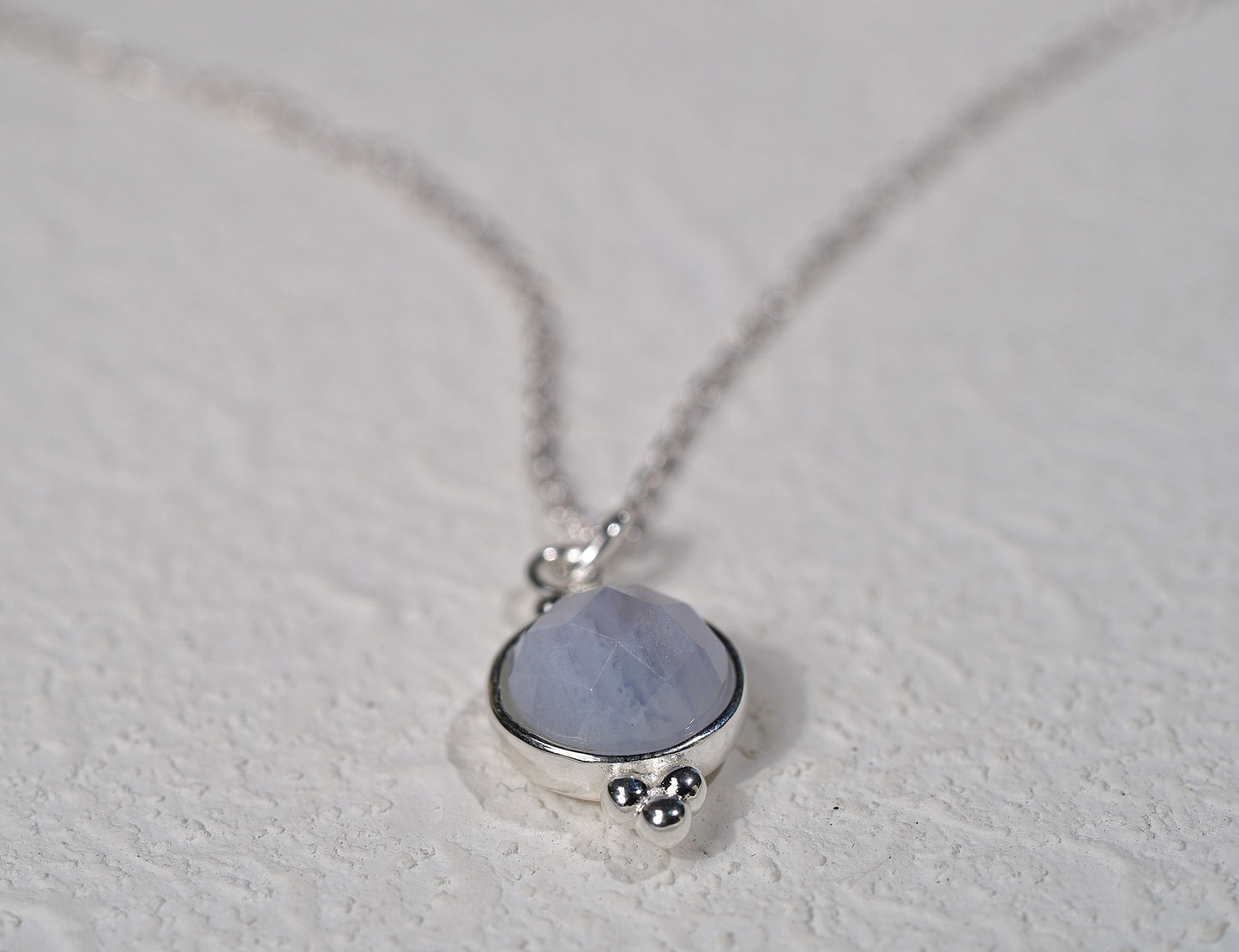 Detailed Blue Lace Agate Sterling Silver Necklace