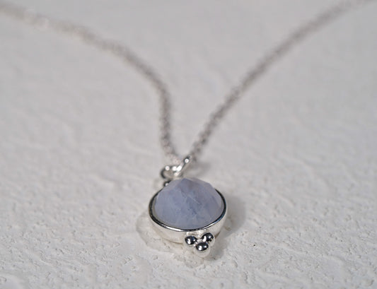 Detailed Blue Lace Agate Sterling Silver Necklace