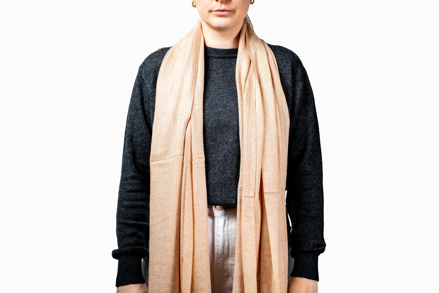 Soft Peach Pashmina Shawl – Lightweight Everyday Unisex Scarf
