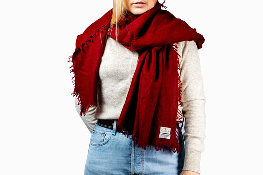 Red 100% Cashmere Shawl – Luxury Unisex Scarf