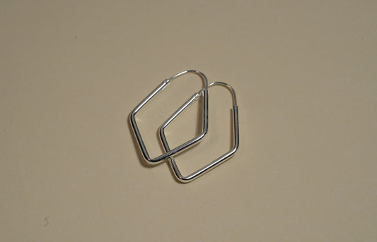 Silver Triangular Geometric Hoop Earrings - Griha Threads & Treasure