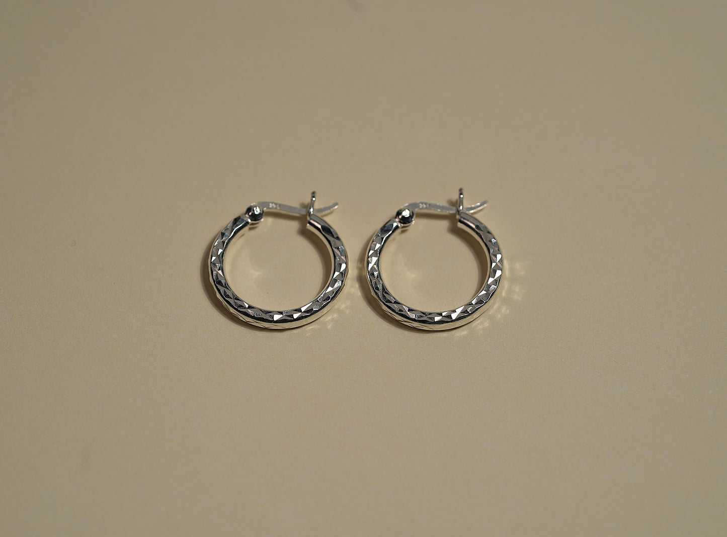 Small Textured Silver Hoop Earrings - Griha Threads & Treasure
