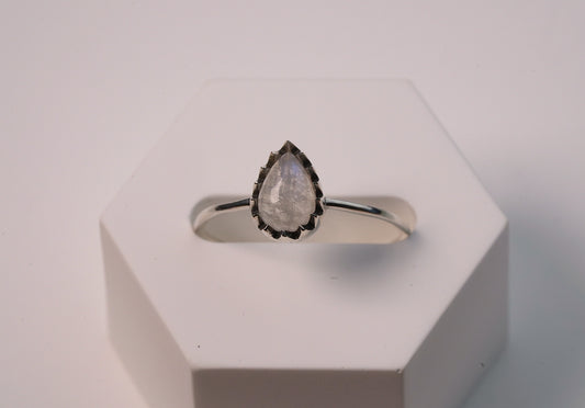 Tear Shaped Moonstone Ring - Griha Threads & Treasure
