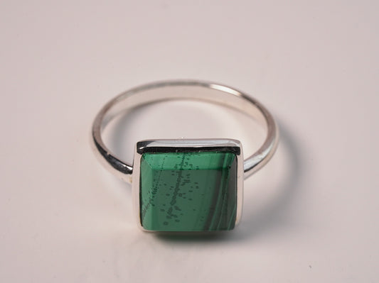 Square Malachite Stone Ring - Griha Threads & Treasure