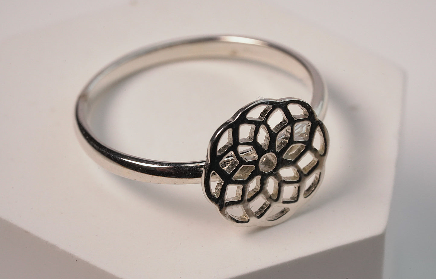 Silver Round Mandala Ring - Griha Threads & Treasure