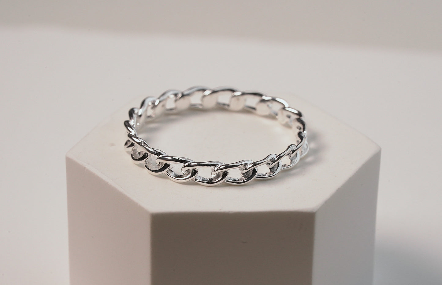 Silver Thin Chain Ring - Griha Threads & Treasure