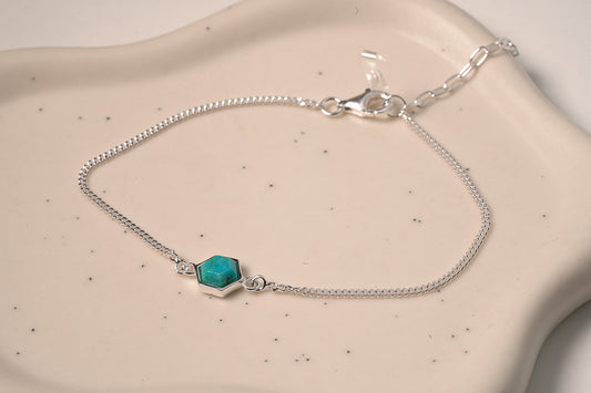 Turquoise Silver Bracelet - Griha Threads & Treasure