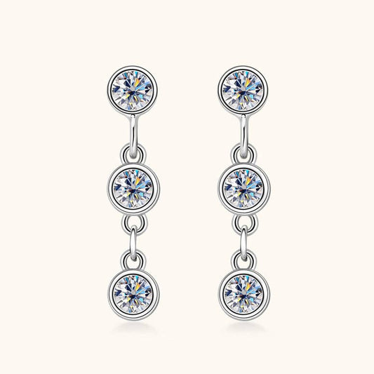 Moissanite bezel dangle drop earrings