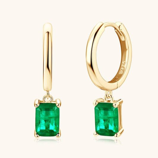 Emerald Dangle Hoop Earrings