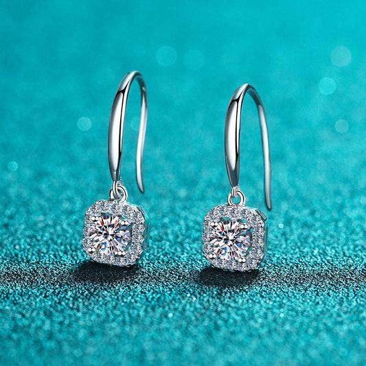 Four-Prong Moissanite Hook Earrings in Sterling Silver