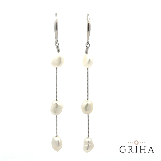 Fresh Water Pearl Triple Drop Earrings