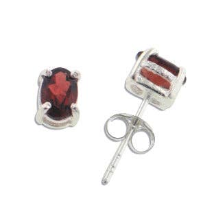 Garnet Silver Stud