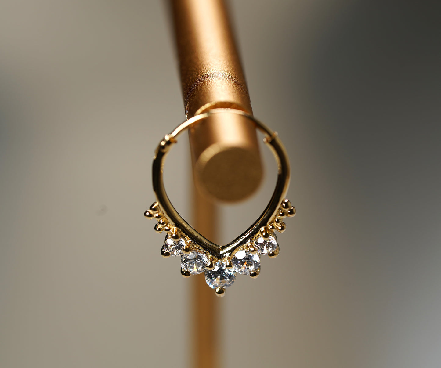 Gold Plated 925 Sterling Silver Creole Oval Hoop Earring with Cubic Zirconia Adornments