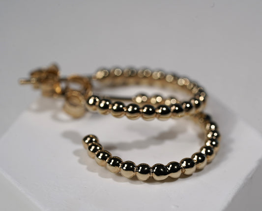 Gold Plated 925 Sterling silver ball hoop earrings