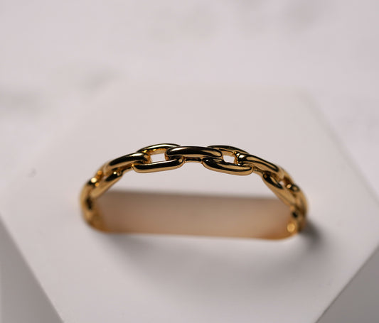 Gold Plated Sterling Silver Chain Ring - Griha Threads & Treasure